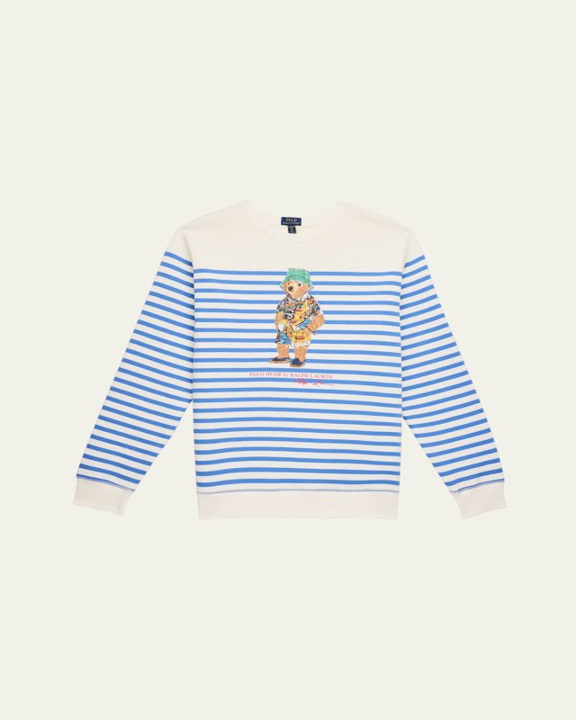 Boy's Striped Graphic Sweatshirt, Size S-